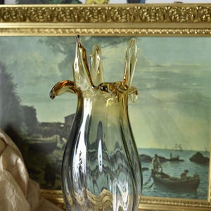 Handmade Art Petal Vase of Dense Glass Murano Style