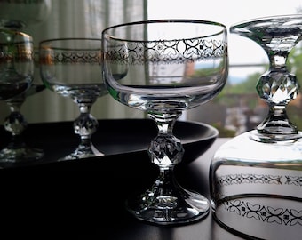 Antique coupe champagne set of 6pcs glasses Bohemia