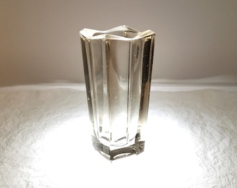 Glass Vase by J. Zejmon – Sklo Union Rosice Czech Pressed Glass, Brutalist Design 1970s