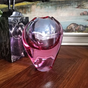 Pink Glass Vase by Frantisek Zemek – Sklo Union Czech Art Glass, 1960s Mid-Century Design