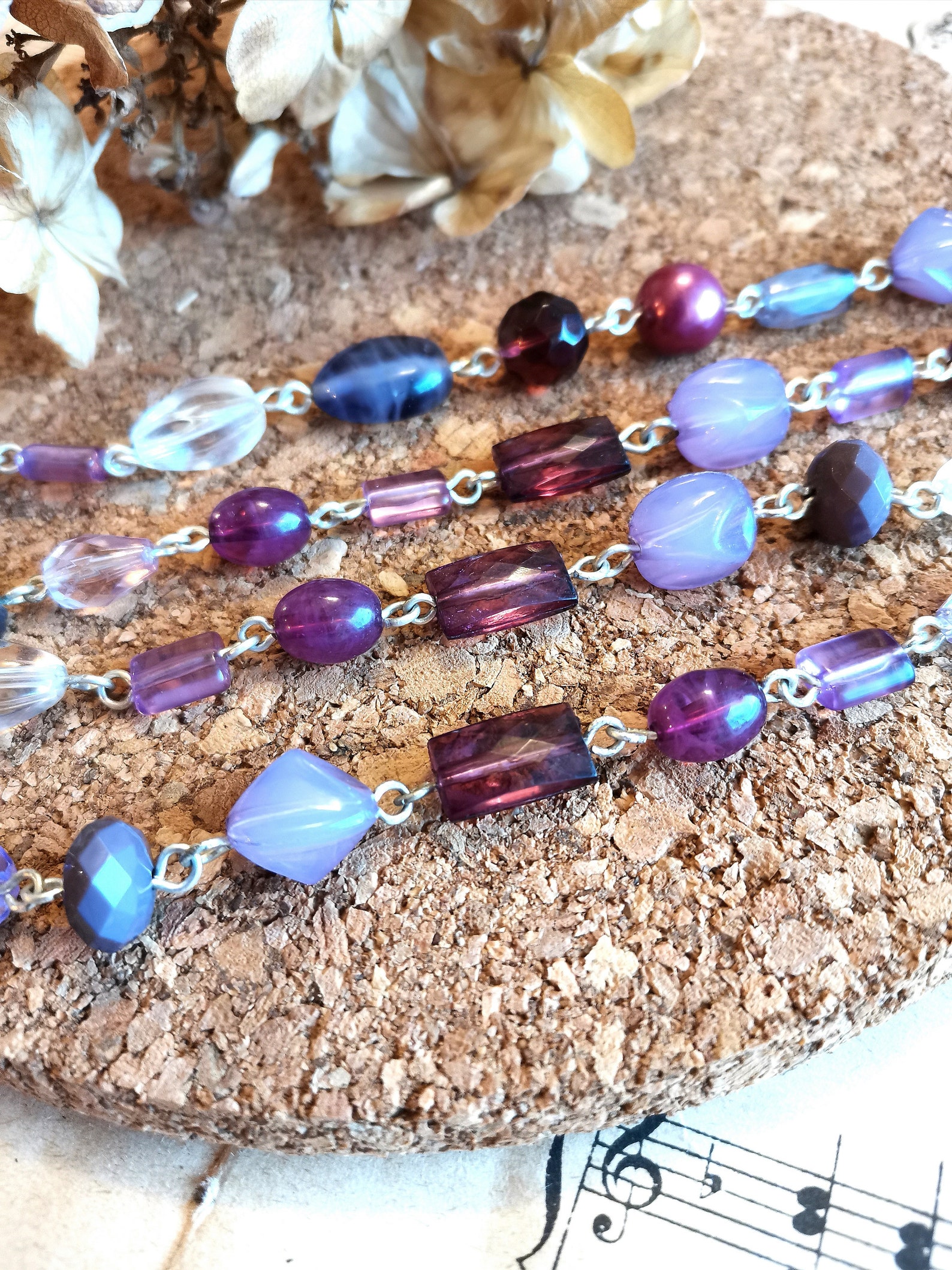 Necklace Made of Different Types of Beads in Purple Shades Etsy