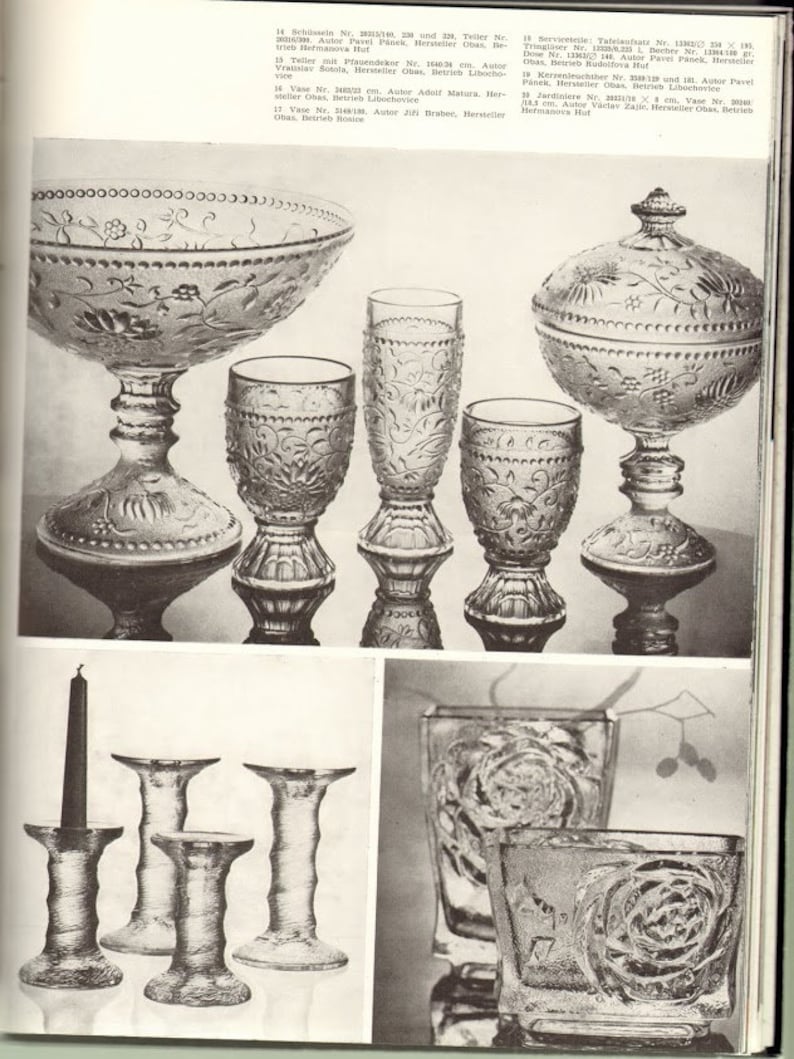 May include: A set of clear glass candle holders with a textured design. The candle holders are arranged in a row on a white surface. There is a black candle in the leftmost holder.