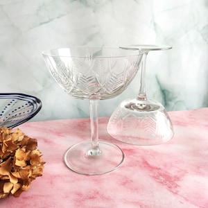 Antique coupe champagne set of 4 cut glasses Bohemia