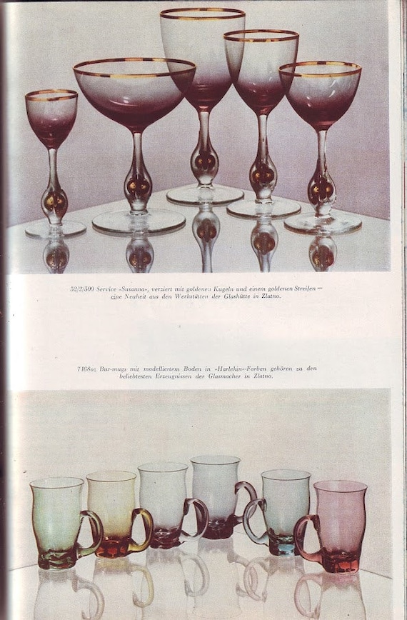 Vine Glasses Set of 6pcs Jozef Stanik Art Deco Zlata Zuzana - Etsy