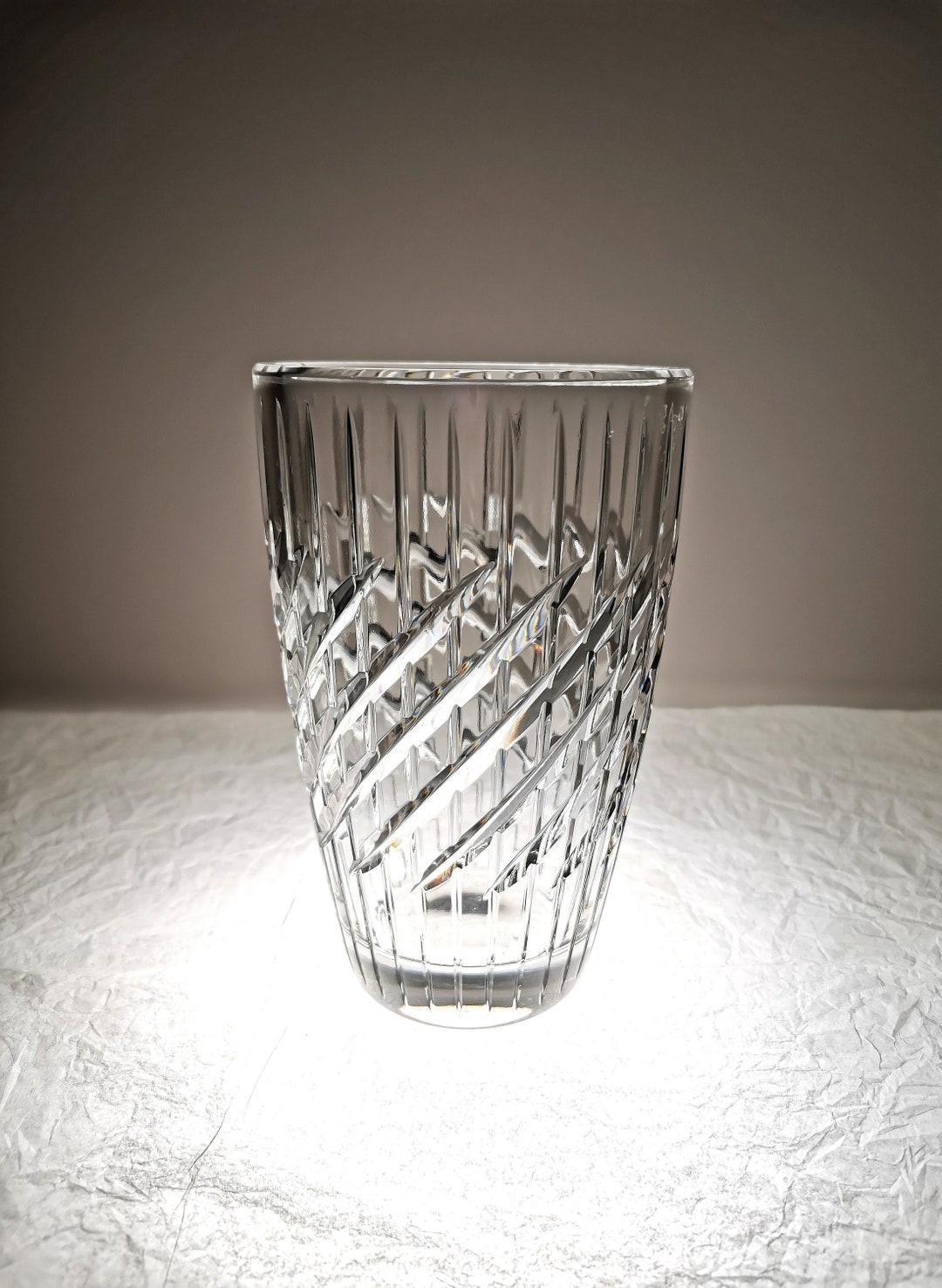 Bohemian Lead Crystal Glass Vase Podebrady Glassworks 1960s Etsy