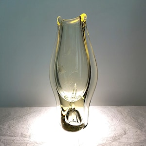 Citrine Glass Vase by Frantisek Zemek 1960s