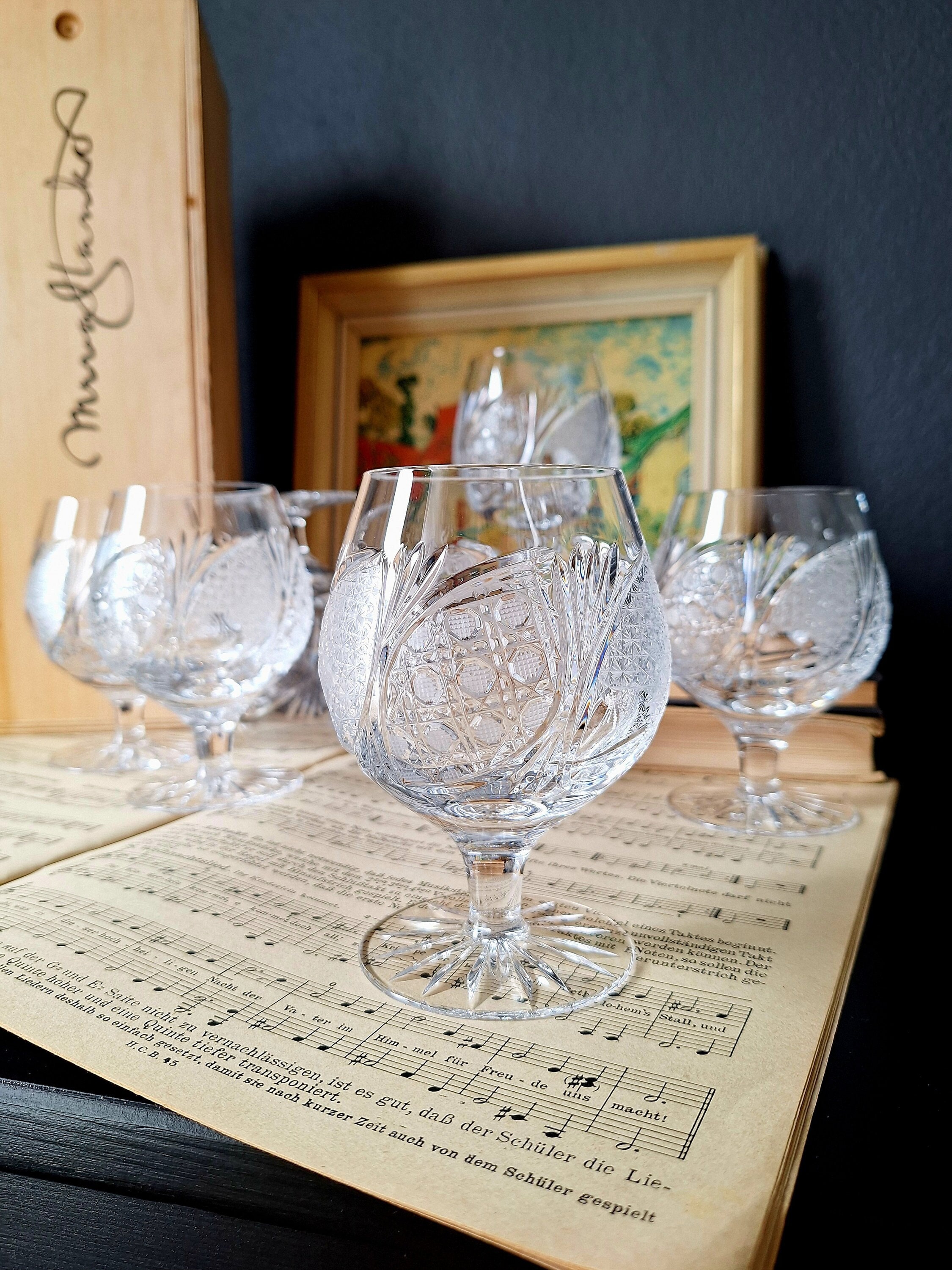 Crystal Brandy/cognac Glasses Bohemia 6pcs - Etsy
