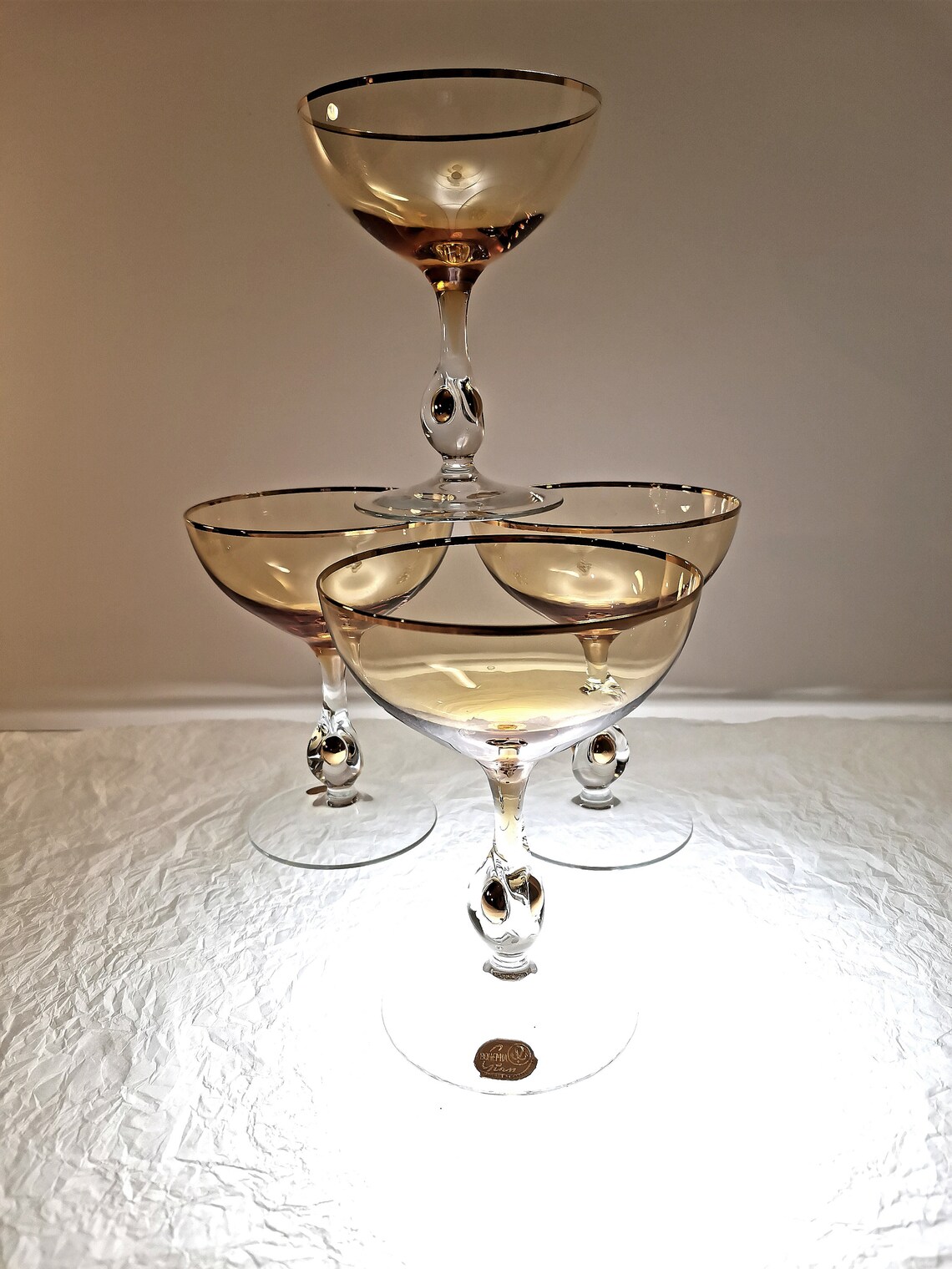 Coupe Champagne glasses Set of 4pcs Jozef Stanik Art Deco Etsy