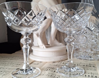 Antique coupe champagne set of 4 cut glasses Bohemia