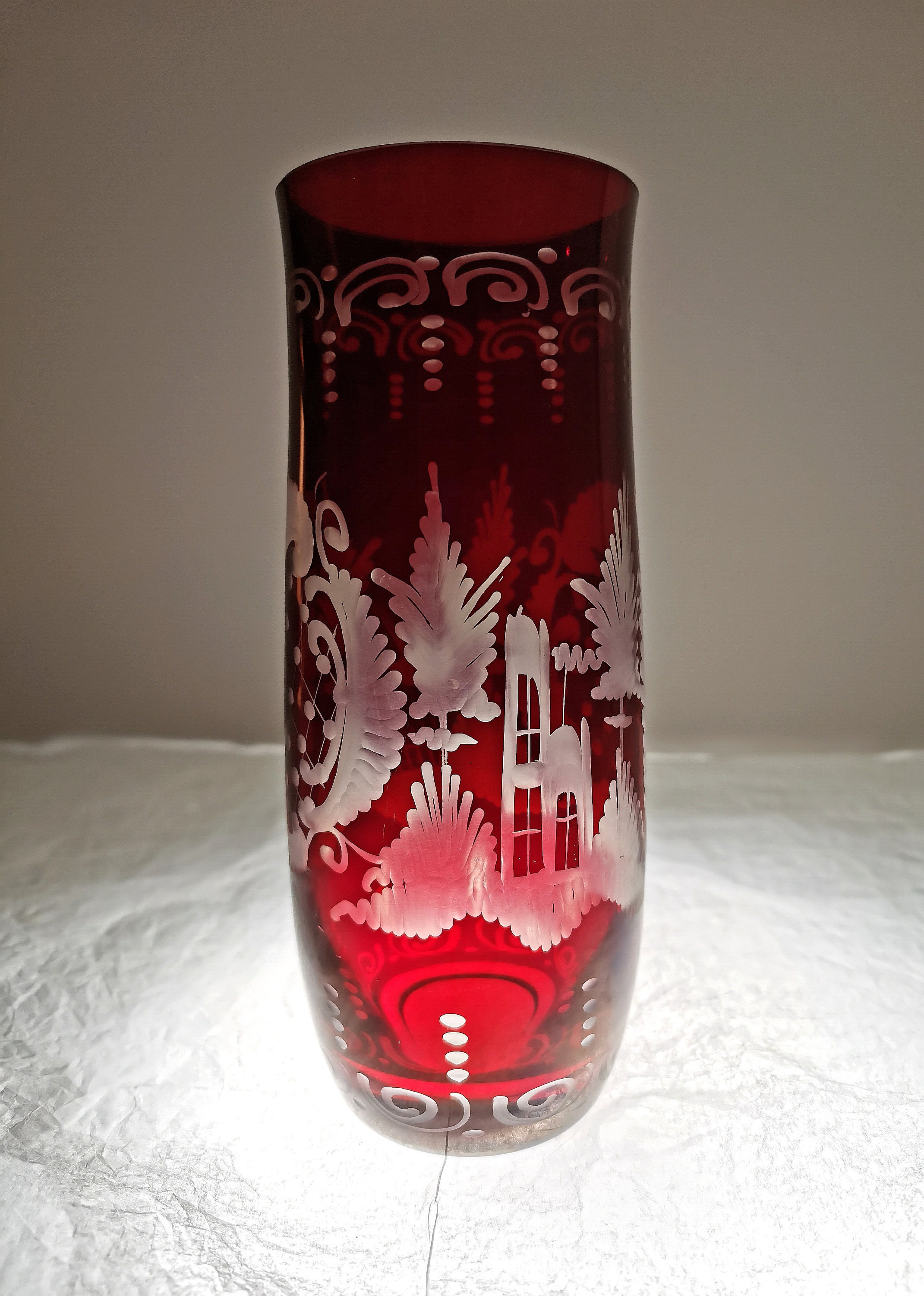 Bohemian Red Glass Vase Egermann Style 1960s - Etsy
