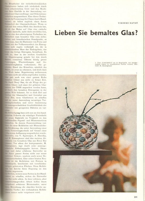 チェコスロバキア ガラス花瓶 Max Kannegiesser「Olivi」コレクション