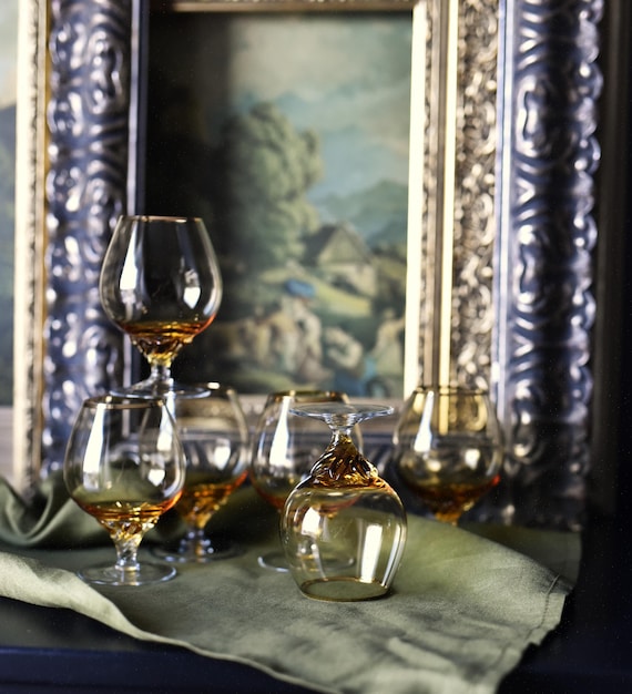Vintage Amber Cognac Glasses Set of 6pcs
