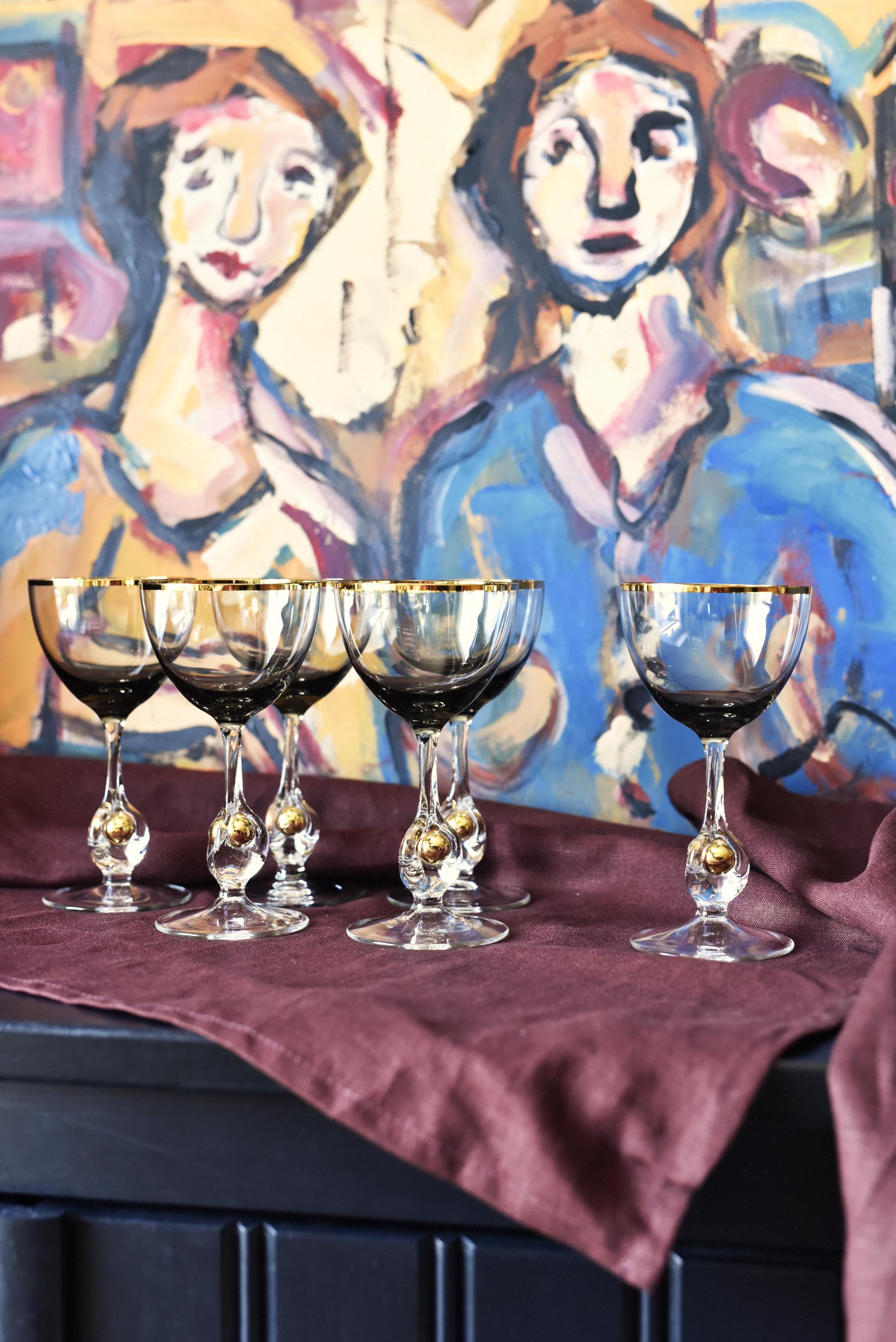 Liqueur Glasses Set of 6 Pcs Jozef Stanik Art Deco Zlata Zuzana - Etsy