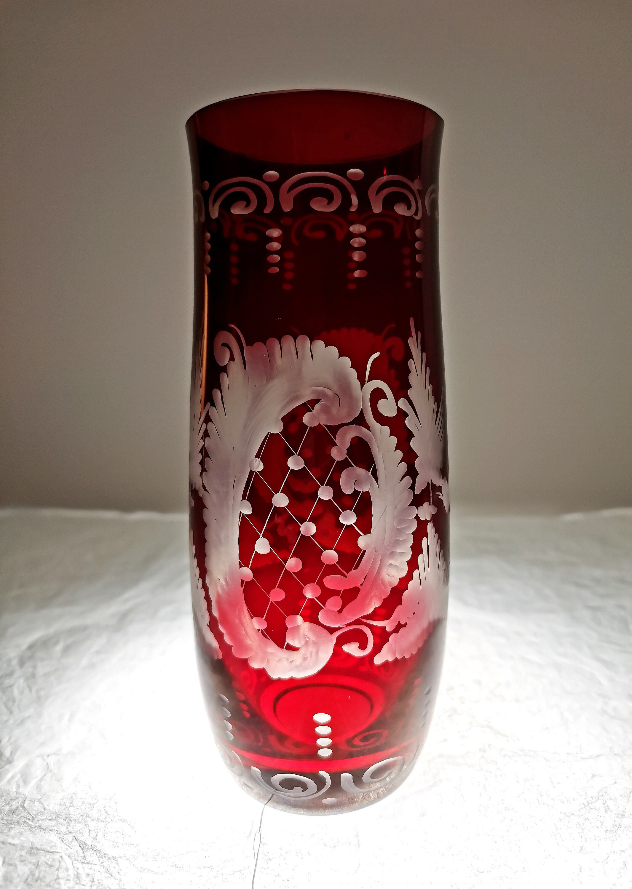 Bohemian Red Glass Vase Egermann Style 1960s - Etsy