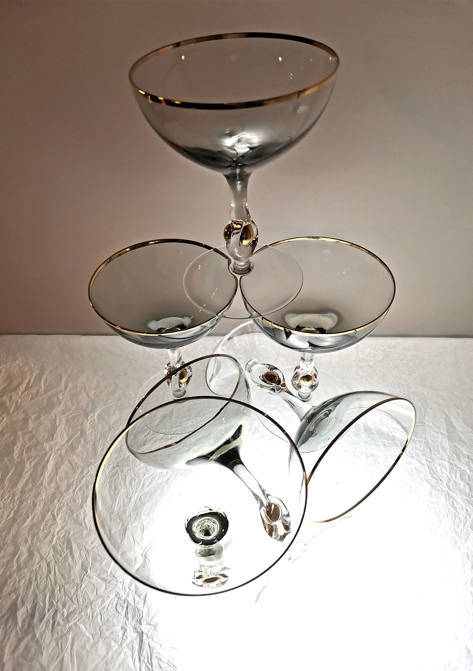 Coupe Champagne glasses Set of 6pcs Jozef Stanik Art Deco Etsy