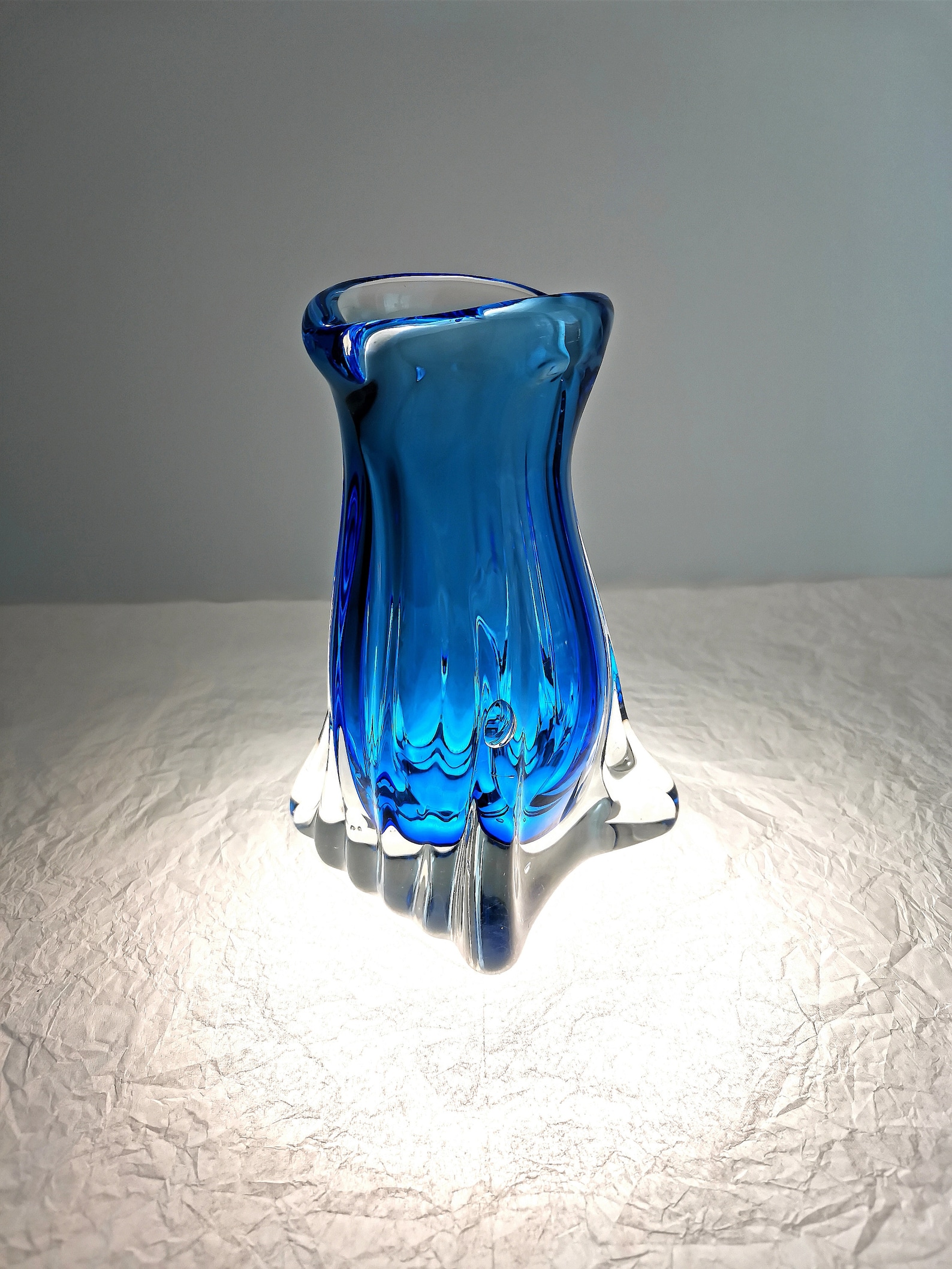 Bohemian Handshaped Blueclear Glass Vase by Josef Hospodka Etsy UK