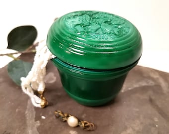 Malachite Glass Jewelry Box Made in Czechoslovakia