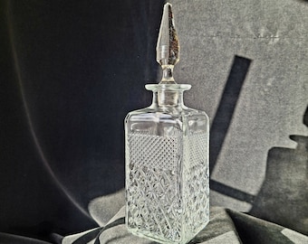 Carafe en cristal de luxe avec motif en losanges des années 1970
