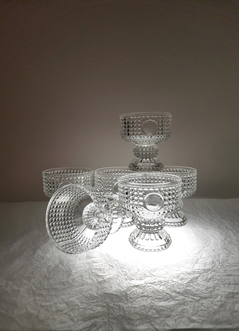 Set of 6 dessert glasses designed by Adolf Matura Libochovice glassworks