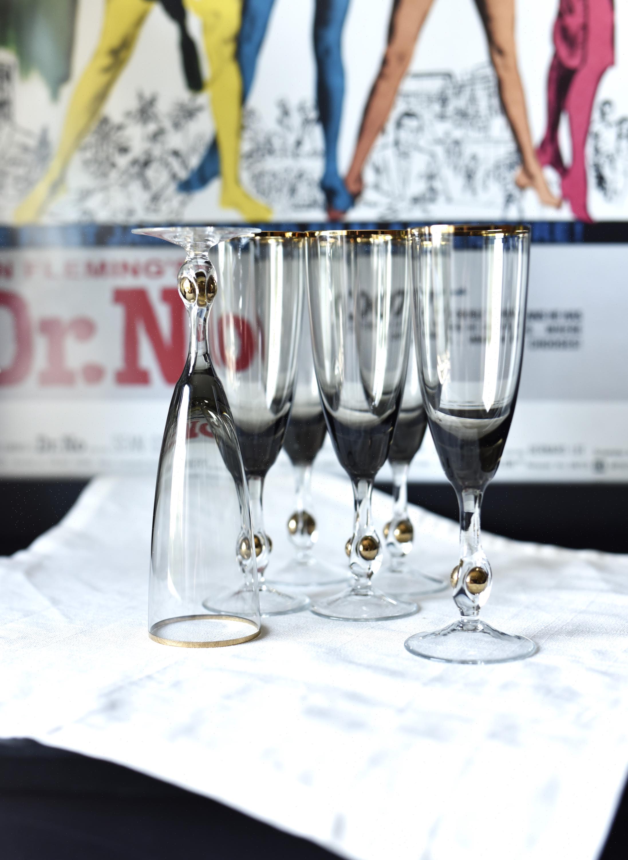 Champagne Glasses Set of 6 Pcs Jozef Stanik Art Deco Zlata Zuzana