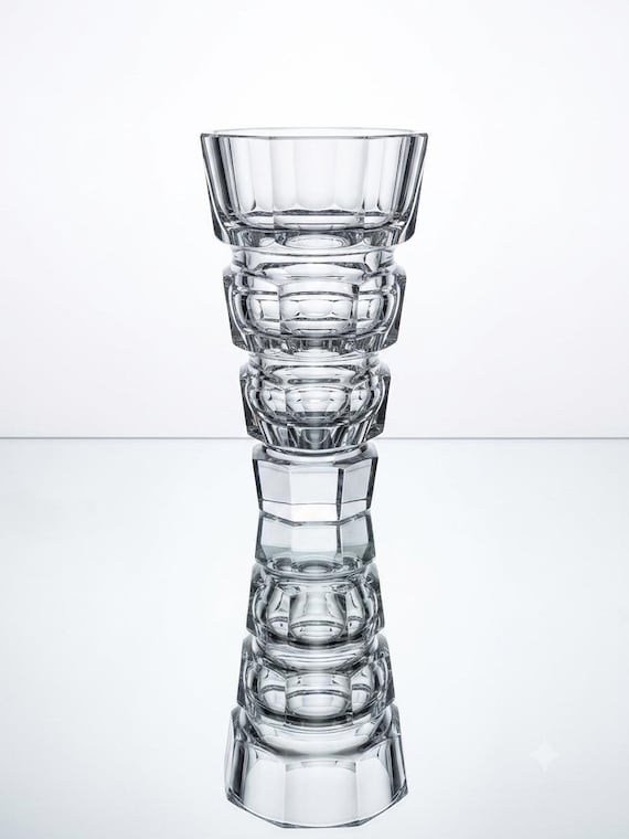 Moser Clear Glass Vase Bohemian Czech by Josef Hoffman - Etsy