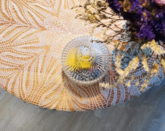 Crocheted handmade tablecloth round shape