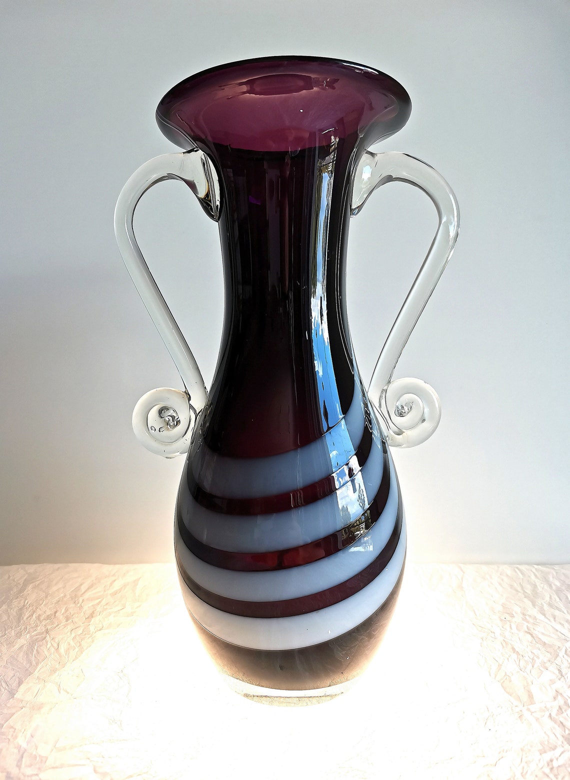 Dark purple glass vase by Emanuel Beranek 1940s Skrdlovice Etsy