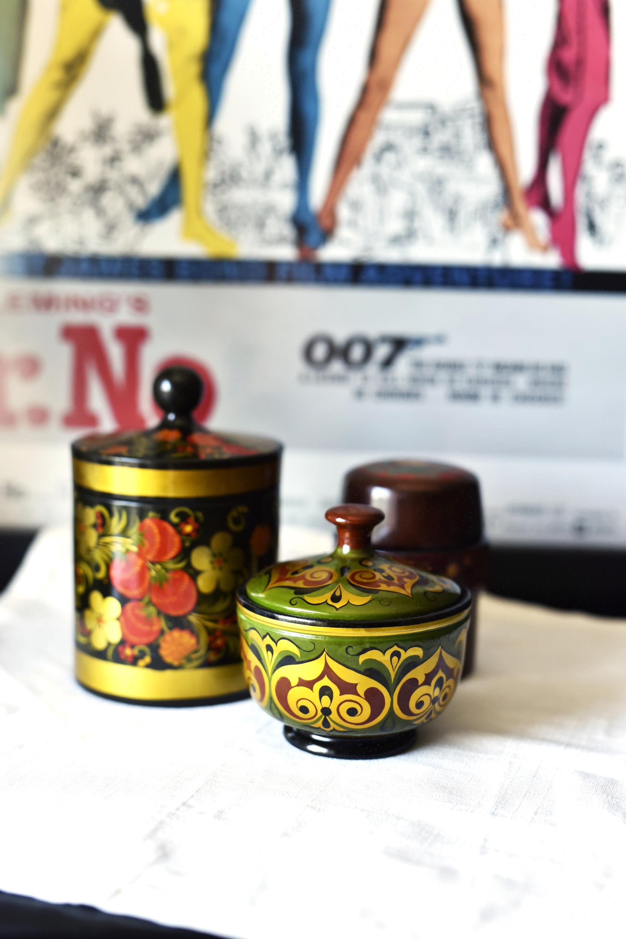Hand-painted Khokhloma Wooden Jars | Russian Folk Art Decor - Etsy