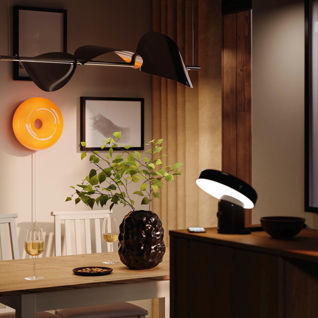 IKEA VÄRMBLIXT Orange Glass LED Lamp: Mid-century Modern Wall or