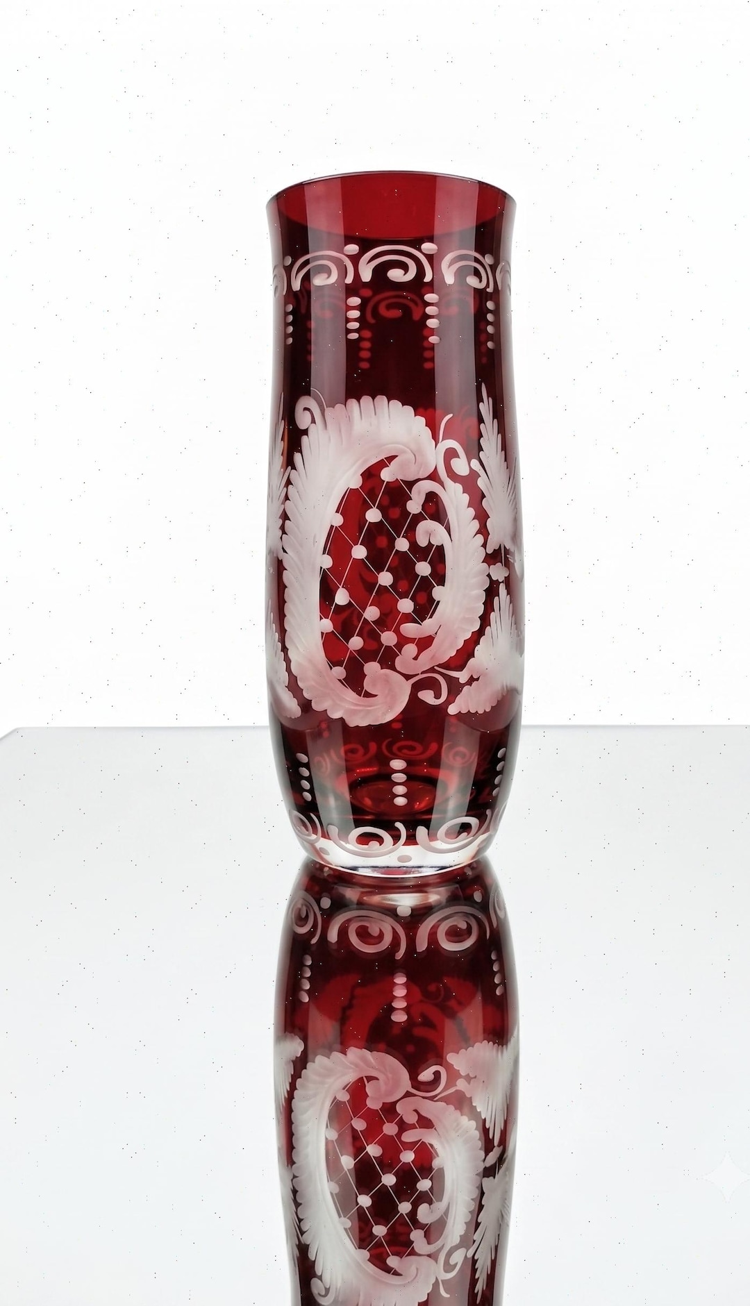 Bohemian Red Glass Vase Egermann Style 1960s - Etsy