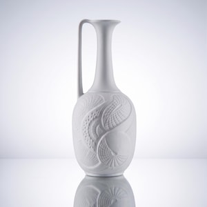 Vintage AK Kaiser West Germany Bisque Porcelain Vase White Op-Art Relief Decor