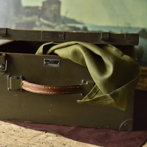 Scatola radio militare d'epoca RF 11 – Custodia in metallo verde militare con maniglia in pelle – Cassa per riporre il trasmettitore radio, anni '40