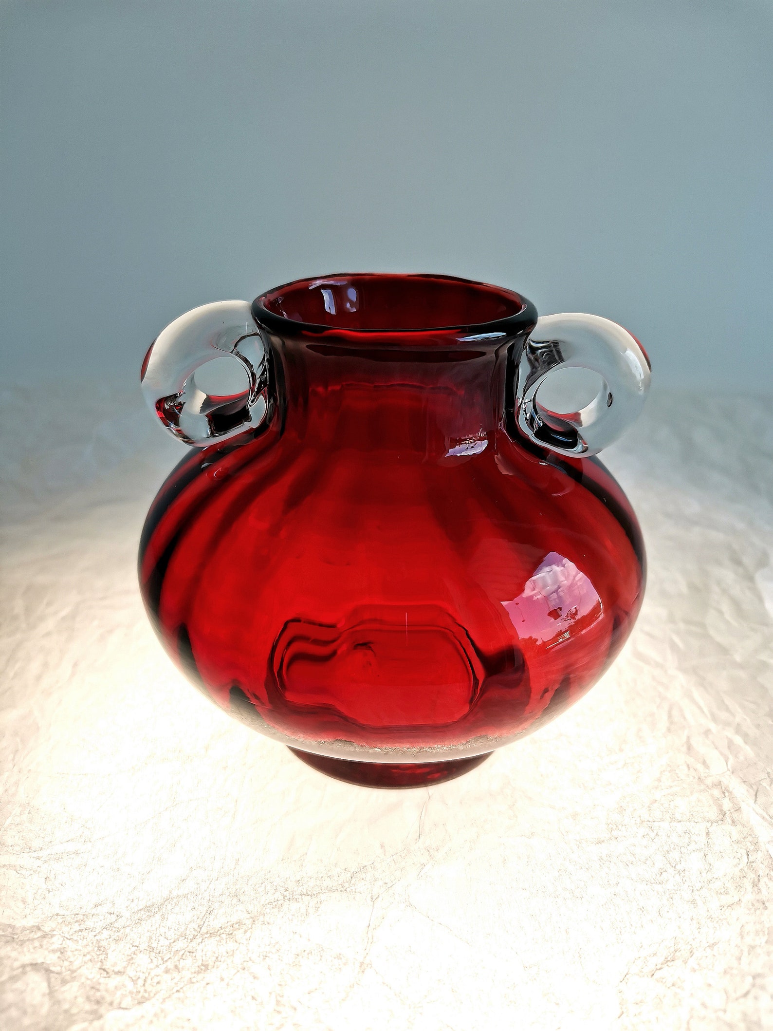 Small Crimson Red Glass Vase by Emanuel Beranek 1950s Etsy