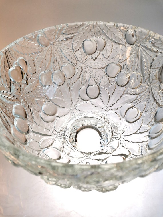 Art Deco Glass Bowl: Rudolf Schröter Cherries Design, Josef Inwald