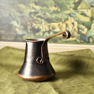 Vintage koppar turkisk kaffekanna Cezve 1970-talet hamrad Briki Ciborium