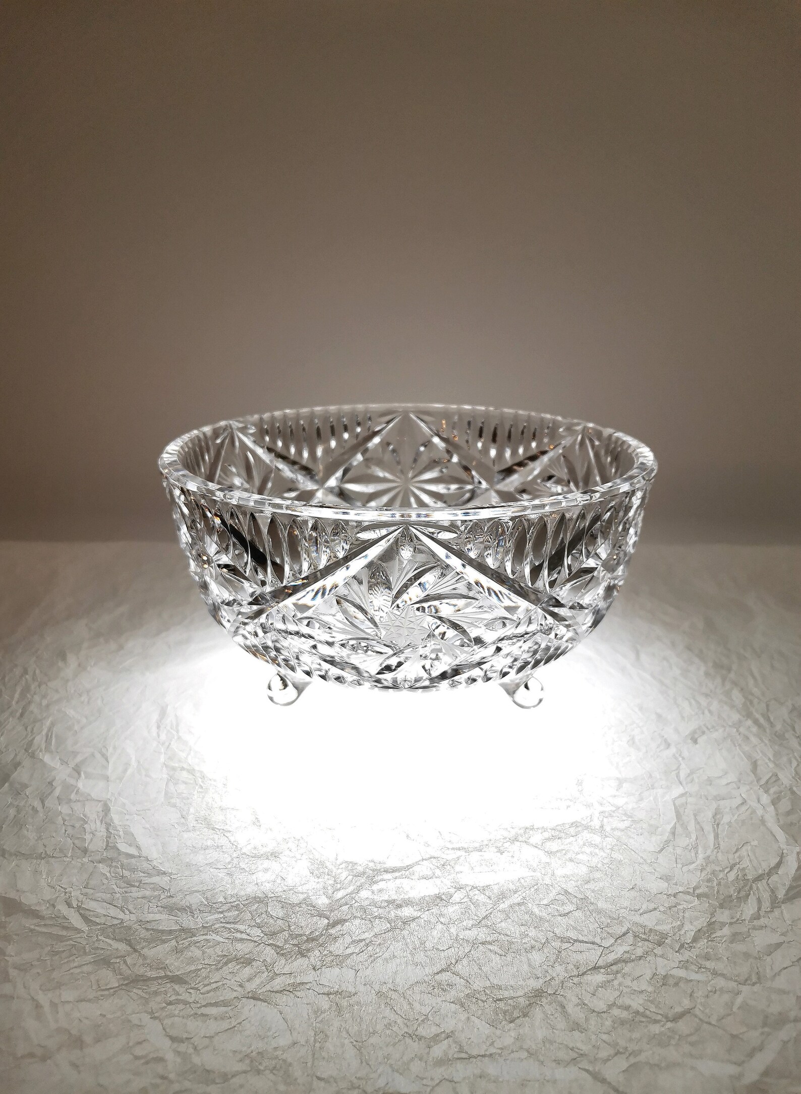 Bohemian cut lead crystal glass bowl Etsy