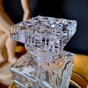 Luxurious Crystal Glass Decanter with Diamond Motif 1970s