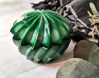Malachite Glass Jewelry Box Made in Czechoslovakia