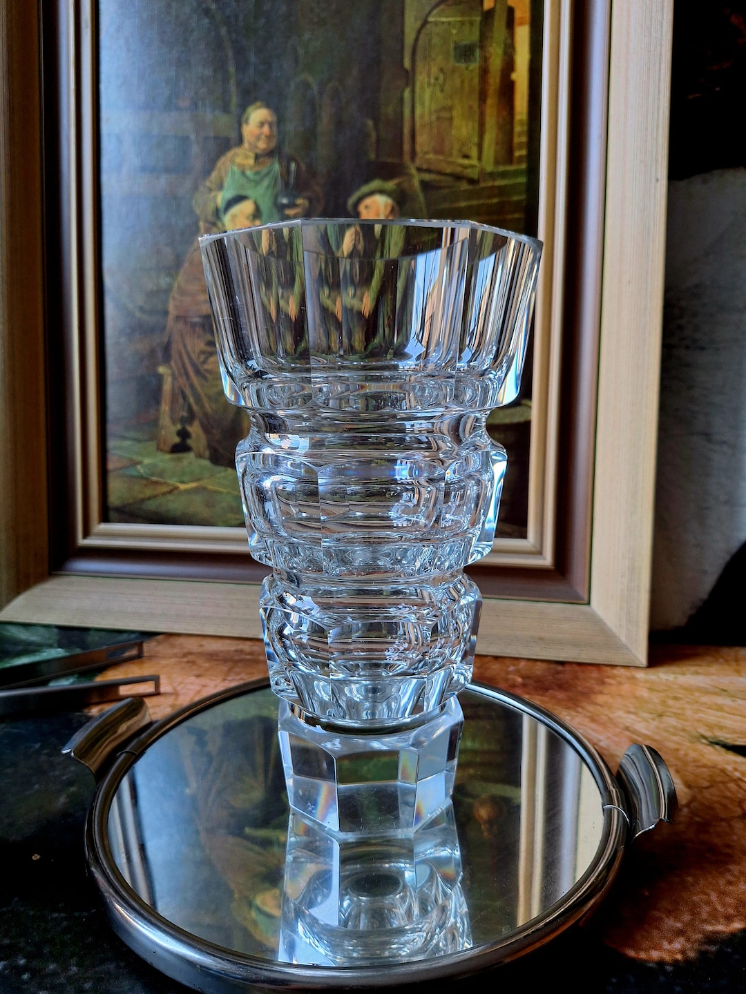 モーザー クリアガラス花瓶 ボヘミアン チェコ ヨーゼフ