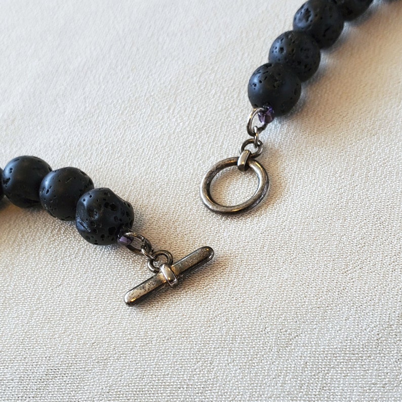Beaded Beads and Lava Stone Necklace