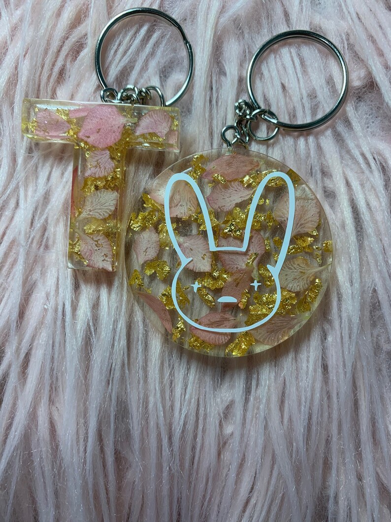 Bad bunny initial keychain set