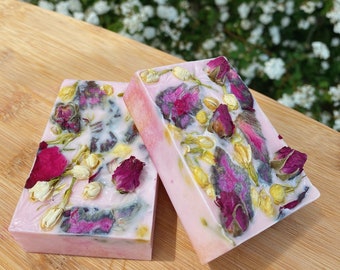 Rose and Jasmine Botanical Soap | Natural Handmade Soap Bar | Rose Buds | Glycerin Soap | Floral Soap | Gift for Her