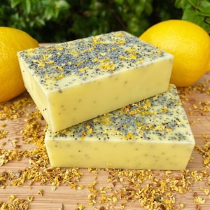 Lemon Poppy Seed Soap Scrub | Handmade Soap Bar | Fresh | Aromatic | Glycerin Soap | Yellow Soap