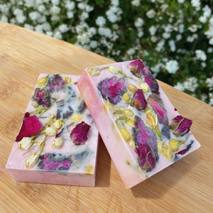 Rose and Jasmine Botanical Soap | Natural Handmade Soap Bar | Rose Buds | Glycerin Soap | Floral Soap | Gift for Her