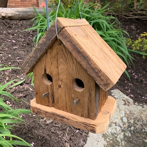 Rustic Hanging Condo Birdhouse Handmade Weather Resistant Double