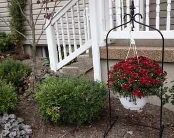 Arched Metal Hanging Flower Pot Holder Hook - 45" tall - Amish made in the USA