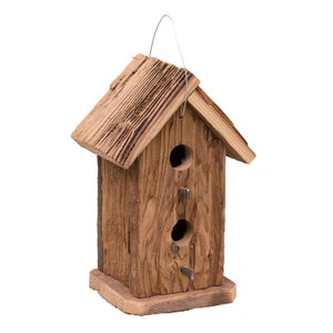 Rustic Hanging Birdhouse Handmade Weather Resistant Two Story