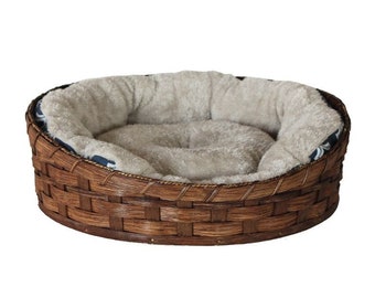 Round Pet Bed Basket, Amish Handmade Woven Basket, Customizable