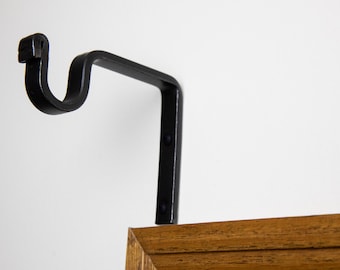 Wrought Iron Curtain Rod Hooks – Single Rod holder (Set of 2) - Amish made
