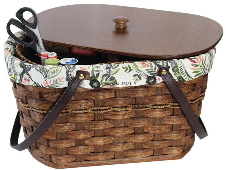Amish Handmade Woven Sewing Basket, Customizable Liner - Etsy